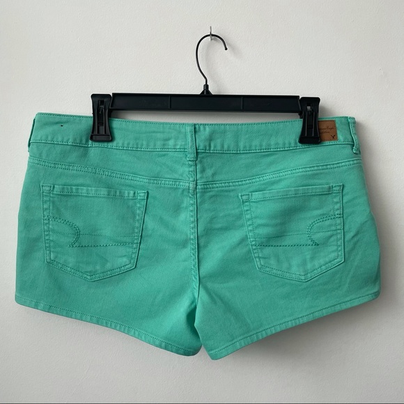 American Eagle Pastel Turquoise Denim Short Shorts - Picture 5 of 12
